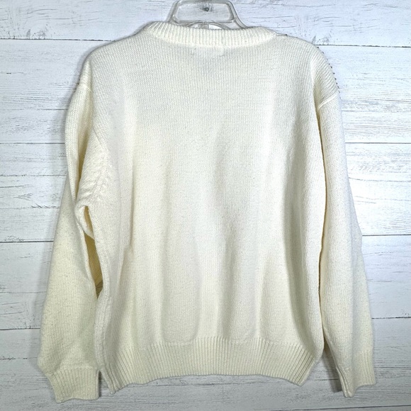 Vintage Alfred Dunner Ivory Sweater Gold Sequin Beaded Shoulders Women’s Large - Picture 5 of 5